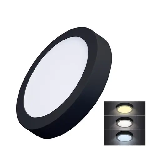 Solight WD172-B LED mini panel CCT / přisazený / 18W / 1530lm / 3000K / 4000K / 6000K / kulatý / černá barva