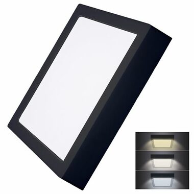 Solight WD175-B LED mini panel CCT černá / přisazený / 24W / 1800lm / 3000K / 4000K / 6000K / čtvercový