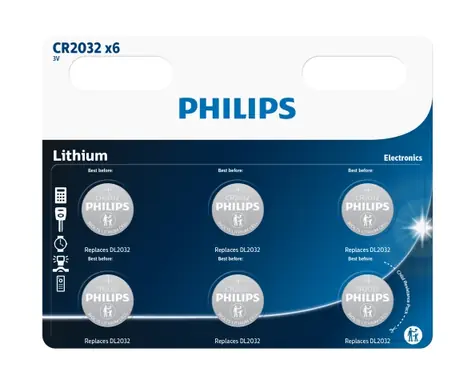 Philips baterie CR2032 Lithium - 6ks