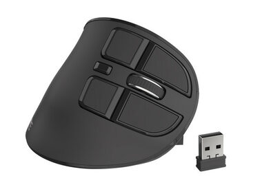 Natec Euphonie černá / vertikální bezdrátová myš / 2.4GHz / BT / 2400 DPI / 9 tlačítek 