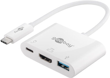 Goobay 62104 adaptér USB-C M na HDMI F & USB-A F & USB-C bílá / PD 60 W