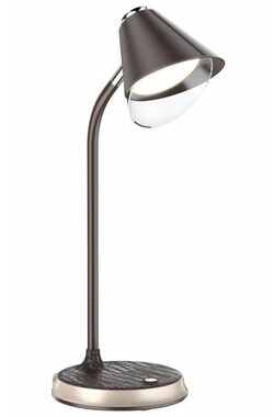 IMMAX LED stolní lampička FINCH hnědá + zlaté prvky / Qi nabíjení / 9W/ 12V 2A / stmívatelná