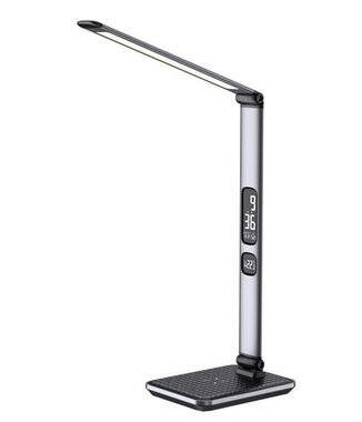 IMMAX LED stolní lampička Heron 2 stříbrná / Qi nabíjení / 8.5W / 504lm / DC 12V / 25A / stmívatelná / sklápěcí rameno/