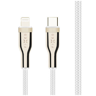 FIXED Dlouhý nabíjecí a datový opletený kabel s konektory USB-C/Lightning a podporou PD 2 m bílá / MFI