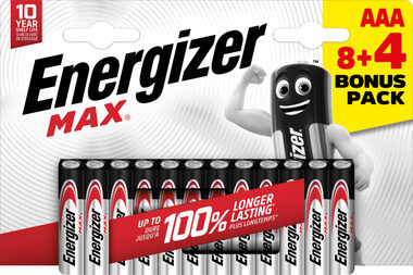 Energizer MAX AAA 8+4 zdarma 1.5V alkalické / 12ks / LR03