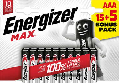 Energizer MAX AAA 15+5 zdarma 1.5V alkalické / 20ks / LR03