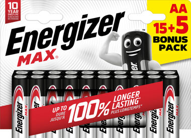 Energizer MAX AA 15+5 zdarma 1.5V alkalické / 20ks / LR6