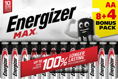 Energizer MAX AA 8+4 zdarma 1.5V alkalické / 12ks / LR6