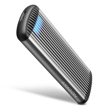 AXAGON EEM2-SA, USB micro-B 3.2 Gen 1 - M.2 SATA SSD kovový RIBBED box, bezšroubkový