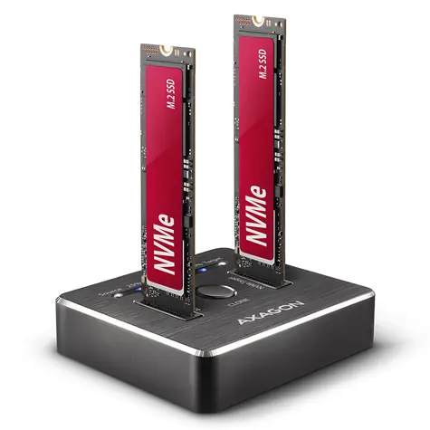 AXAGON ADSA-M2C, USB-C 10Gbps -  2x M.2 NVMe SSD CLONE MASTER dokovací stanice