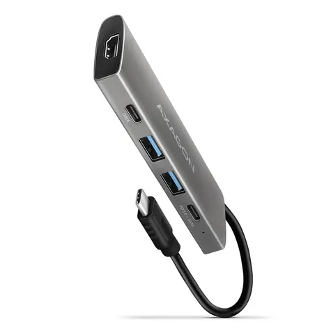 AXAGON HMC-5G2, USB 10Gb/s hub, porty 2x USB-A, 2x USB-C, HDMI 4k/60, PD 100W, kabel USB-C 13cm
