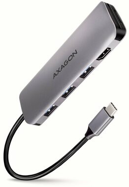 AXAGON HMC-HCR3A, USB 5Gbps hub, porty 3x USB-A, HDMI 4k/30Hz, SD/mSD, kabel USB-C 20cm