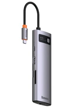 Baseus WKWG080113 StarJoy Dokovací stanice / 3 x USB 3.0 / USB-C PD / HDMI / RJ45 / SD/TF 