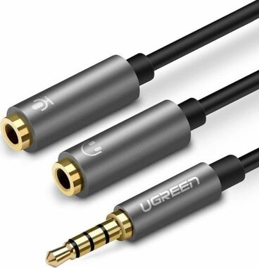 UGREEN Adaptér pro sluchátka 3.5mm jack (M) - 2x 3.5mm jack (F) šedá