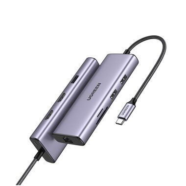 UGREEN CM490 Replikátor portů 9-in-1 USB-C / 2x USB-A 3.0 / USB-A 2.0 / 2x HDMI 4K/60Hz / SD/TF / RJ45