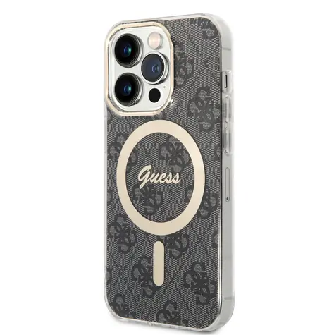 GUESS 4G IML MagSafe Zadní Kryt pro Apple iPhone 14 Pro černá