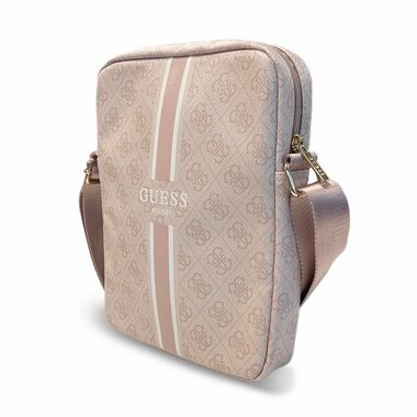 GUESS PU 4G Printed Stripes Tablet Bag 10" růžová