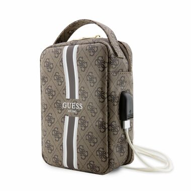 GUESS PU 4G Printed Stripes Travel Universal Bag hnědá