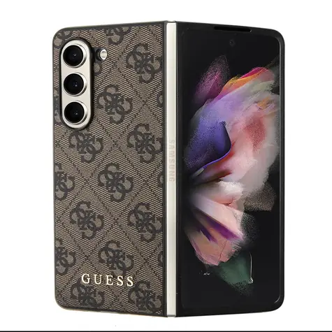 Guess 4G Charm Zadní Kryt pro Samsung Galaxy Z Fold 5 Hnědá