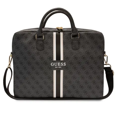 GUESS PU 4G Printed Stripes Computer Bag 15/16" černá