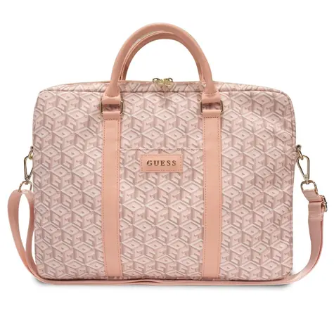 GUESS PU G Cube Computer Bag 15/16" růžová
