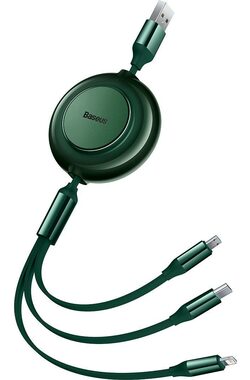 Baseus CAMJ010006 Kabel USB-A (M) - Micro-USB (M) & USB-C (M) & Lightning (M) 1.1 m zelená
