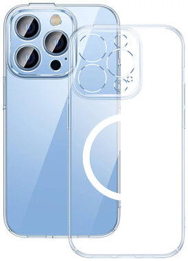 Baseus ARJC010102 Crystal Transparent Magnetic Kryt pro Apple iPhone 14 Pro Max čirá / MagSafe / + Ochranné sklo 