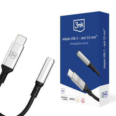 3mk Adaptér USB-C - Jack 3.5mm 0.15m černá 