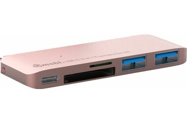 Gmobi Multi-port USB-C Dokovací stanice růžová / 2x USB-A 3.0 / 1x USB-C / SDHC/Micro SDHC Hub