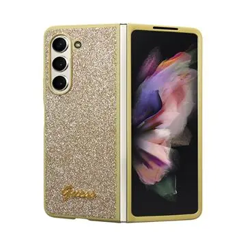 Guess PC/TPU Glitter Flakes Metal Logo Zadní Kryt pro Samsung Galaxy Z Fold 5 zlatá