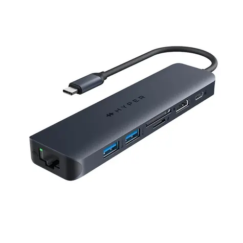Hyper EcoSmart Gen.2 USB-C Hub 7v1 černá / 2x USB-A / microSD / SD / Ethernet / HDMI 4K 60Hz
