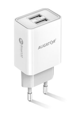 Aligator Chytrá síťová nabíječka 2.4A bílá / 2xUSB / smart IC / doprodej