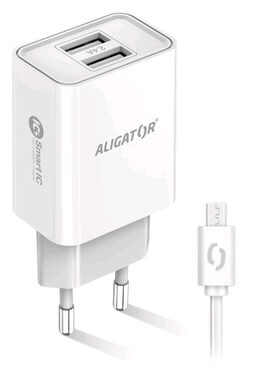 Aligator Chytrá síťová nabíječka 2.4A bílá / 2xUSB / smart IC