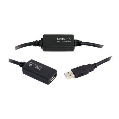 LogiLink UA0145 černá / Aktivní USB 2.0 prodlužovací kabel / 15m