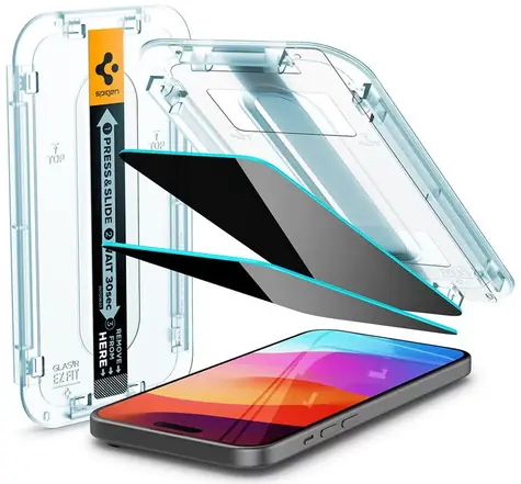 Spigen Glass tR EZ Fit (Privacy) 2 Pack ochranné sklo pro Apple iPhone 15 Pro Max