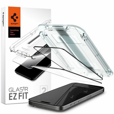 Spigen Glass tR EZ Fit 2 Pack ochranné sklo pro Apple iPhone 15 Pro Max FC černá