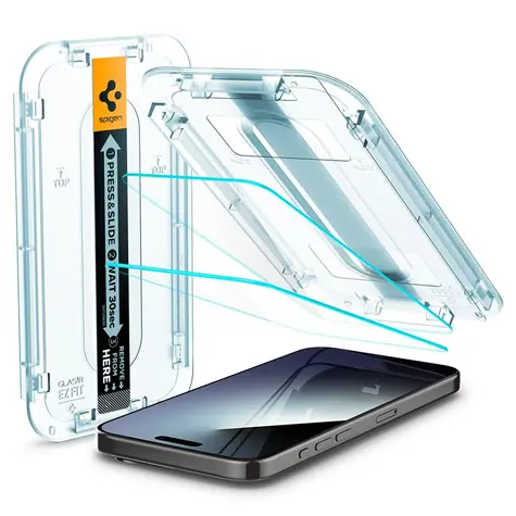 Spigen Glass tR EZ Fit 2 Pack ochranné sklo pro Apple iPhone 15 Pro Max