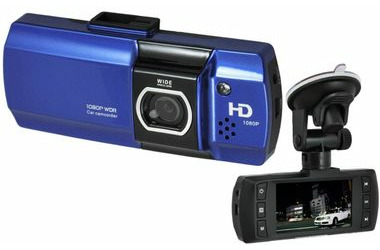 CEL-TEC E07 modrá / palubní kamera do auta 1080p / microSD & SDHC / WDR