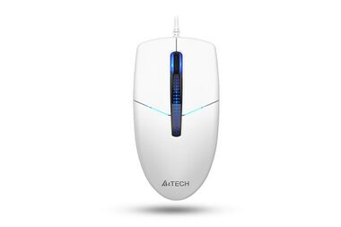 A4tech N-530S bílá / Kancelářská optická myš / 1200 DPI / 3tl. + kolečko / jednobarevné podsvícení modré / USB / 1.5 m