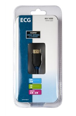 ECG KH 1430 kabel HDMI-HDMI 1.4 A/M 3m černá / zlacené kontakty 