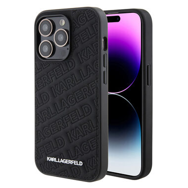 Karl Lagerfeld PU Quilted Pattern Zadní Kryt pro Apple iPhone 15 Pro Max černá