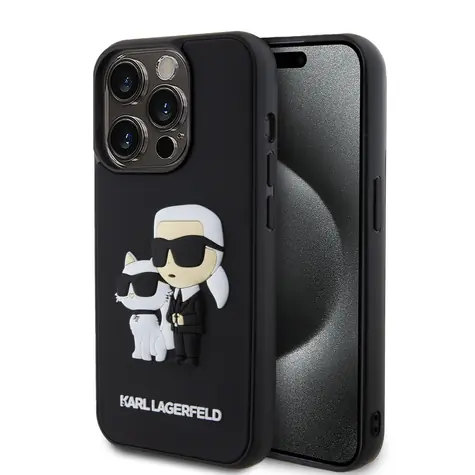 Karl Lagerfeld 3D Rubber Karl and Choupette Zadní Kryt pro Apple iPhone 13 Pro černá