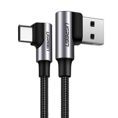 UGREEN US176 Kabel USB-A (M) - USB-C (M) 1m černá / úhlový 