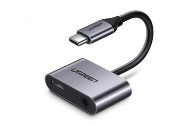 UGREEN Hub USB-C (M) - USB-C (F) & 3.5mm Jack (F) šedá