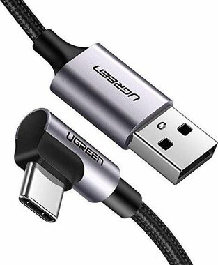 UGREEN Kabel USB-A (M) - USB-C (M) 1m černá / úhlový USB-C 