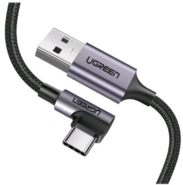 UGREEN Kabel USB-A (M) - USB-C (M) 2m černá / úhlový USB-C 