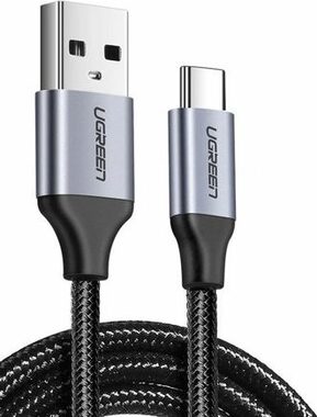 UGREEN 60128 Kabel USB-A (M) - USB-C (M) 2m černá / opletený