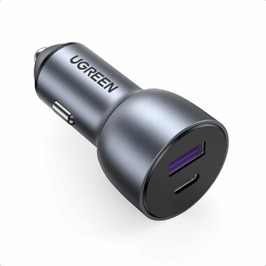UGREEN 60980 Adaptér do auta šedá / USB-A 22.5W / USB-C 30W