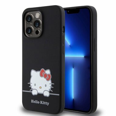Hello Kitty Liquid Silicone Daydreaming Logo Zadní Kryt pro Apple iPhone 13 Pro černá