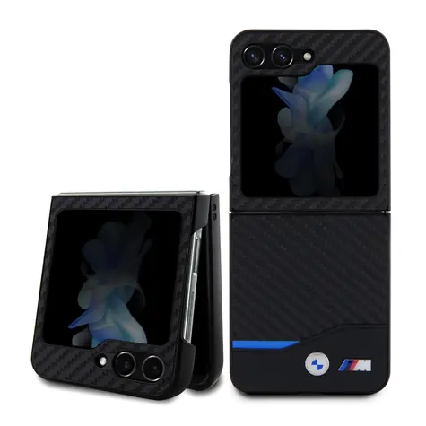 BMW M PU Carbon Blue Line Zadní Kryt pro Samsung Galaxy Z Flip 5 černá